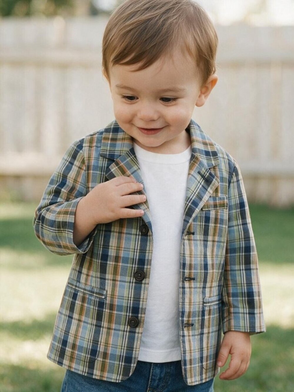 Baby Gap Fully Lined Multicolour Plaid Blazer 100% Cotton 18-24 Months